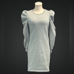 REBECCA MINKOFF light gray long ruched levees crew neck sweatshirt dress